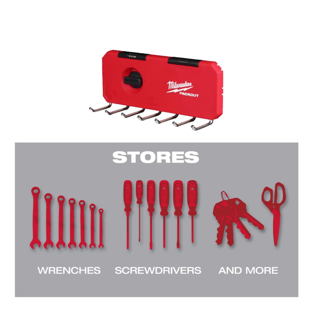 Держатель для ключей PACKOUT MILWAUKEE SMALL HOOK ROW (7 крючков) (100x232x77мм)