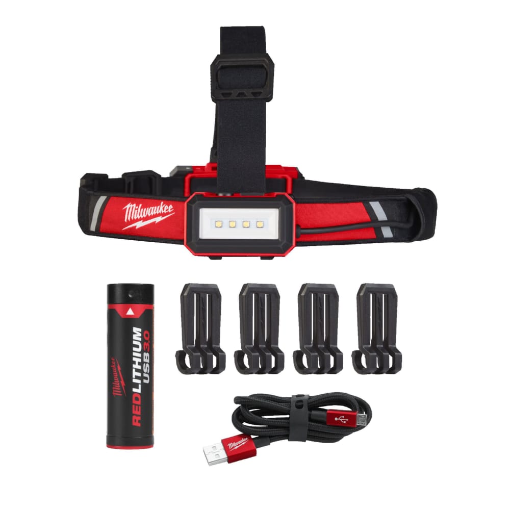 Ліхтар світлодіодний акумуляторний налобний (зарядка через USB) MILWAUKEE L4 HLRP-301