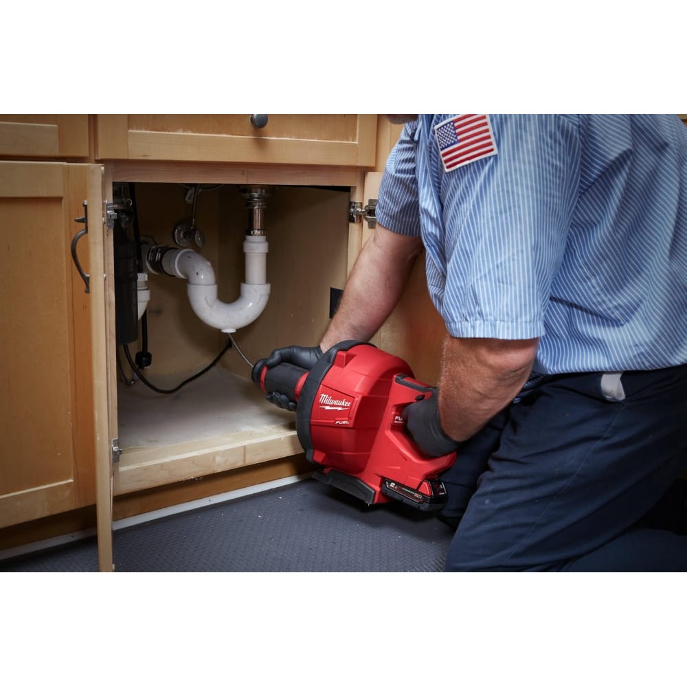 Машина прочистная аккумуляторная MILWAUKEE M18 FDCPF10-201C трос 10мм (ЗУ+1акк.Х2Ач+ведро)