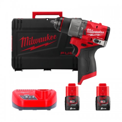 Дриль-шуруповерт акумуляторний безщітковий ударний MILWAUKEE M12 FPD2-202X (37Нм) (ЗУ+2Х2Ач+HDкейс)
