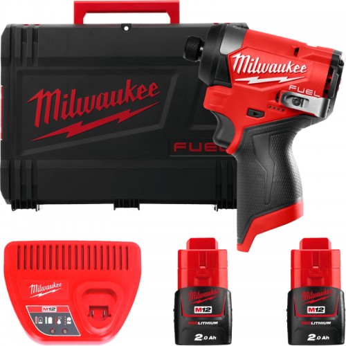 Шуруповерт ударний акумуляторний безщітковий MILWAUKEE (170 Нм) M12 FID2-202Х (ЗУ+2акк.Х2Ач+HDкейс)