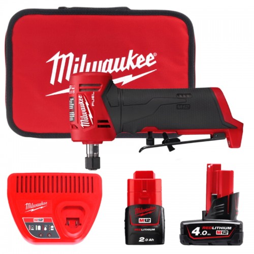 Машина шліфувальна акумуляторна цангова кутова безщіткова MILWAUKEE M12 FDGA-422B (ЗУ+2ак)