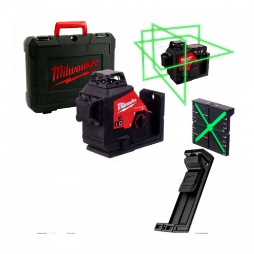 Нівелір лазерний акумуляторний 3D MILWAUKEE M12 3PL-0C (360˚, зелений промінь)