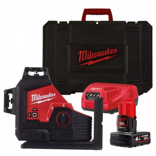 Нівелір лазерний акумуляторний 3D MILWAUKEE M12 3PL-401C (360˚, зелений промінь) (ЗУ+1Х4Ач+кейс)