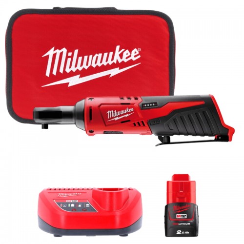 Трещітка акумуляторна безщіткова MILWAUKEE 1/4" (40 Нм) M12 IR-201B (ЗУ+1акк.Х2Ач+сумка)