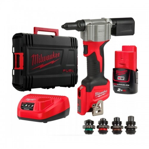 Заклепочник аккумуляторный MILWAUKEE M12 BPRT-201X Ø закл. 2,4-4,8мм (ЗУ+1акХ2ач+HDкейс)