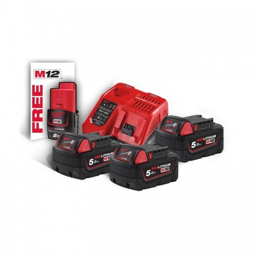 Енергокомплект MILWAUKEE M18 NRG-503 (ЗУ M12-18FC+3акк.Х5А В5) + подарунок акумулятор M12 B2