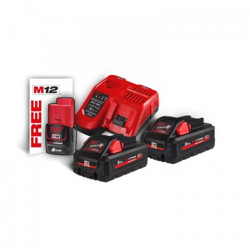 Енергокомплект MILWAUKEE M18 HNRG-302 (ЗУ M12-18FC+2акк.Х3А HВ3)+ подарунок акумулятор M12 B2