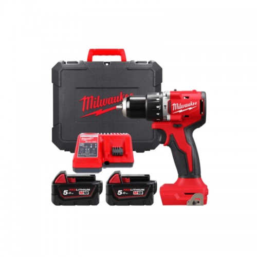 Дриль-шуруповерт акумуляторна безщіткова ударна MILWAUKEE M18 BLPDRC-502C (60Нм) (ЗУ+2Х5Ач+кейс)