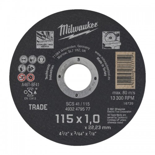 Диск відрізний MILWAUKEE Trade, SCS 41/115х1, Ø115мм