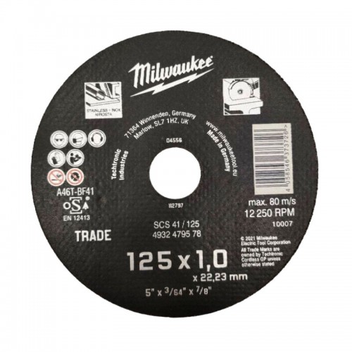 Диск відрізний MILWAUKEE Trade, SCS 41/125х1, Ø125мм