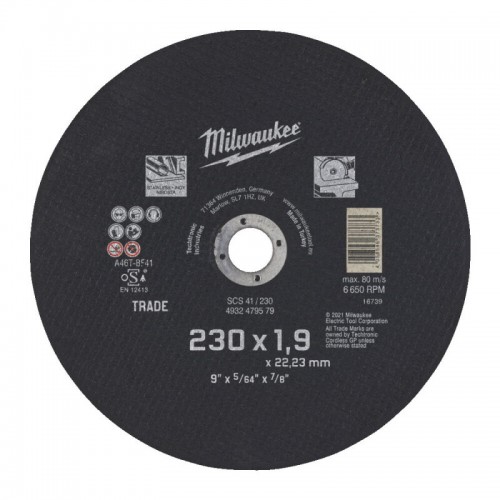 Диск відрізний MILWAUKEE Trade, SCS 41/230х1.9 PRO+, Ø230мм
