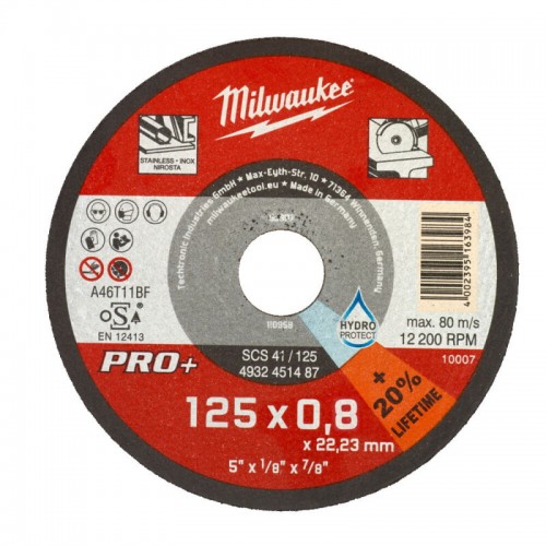 Диск відрізний по металу MILWAUKEE, SCS 42/125х0.8 PRO+, Ø125мм