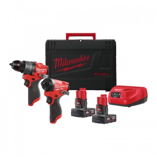 Набір з 2х інструментів безщіткових акумуляторних MILWAUKEE M12 FPP2A2-402X (ЗУ+2акк.Х4Ач+кейс)