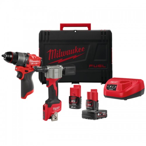 Набір з 2 інструментів безщіткових акумуляторних MILWAUKEE M12 FPP2D2-422X (HDкейс)