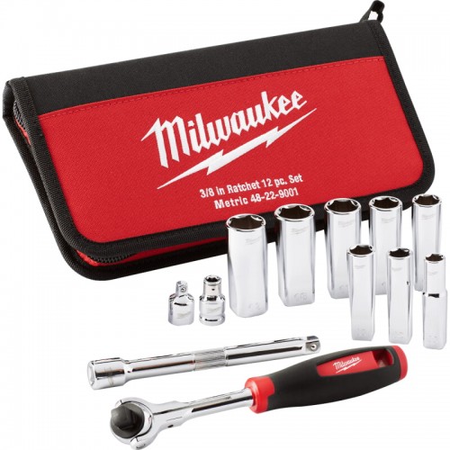 Набір головок торцевих хромованих метричних ⅜″ TRADESMAN MILWAUKEE (12шт)