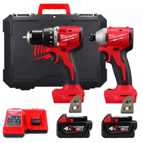 Набір з 2 інструментів безщіткових акумуляторних MILWAUKEE M18 BLCPP2A-402C (M18 BLPDRC, BLIDRC)