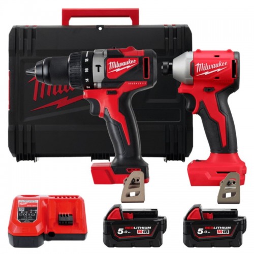 Набір з 2х інструментів безщіткових акумуляторних MILWAUKEE M18 BLPP2A3-502X (BLPD2,BLIDR.ЗУ+2а)