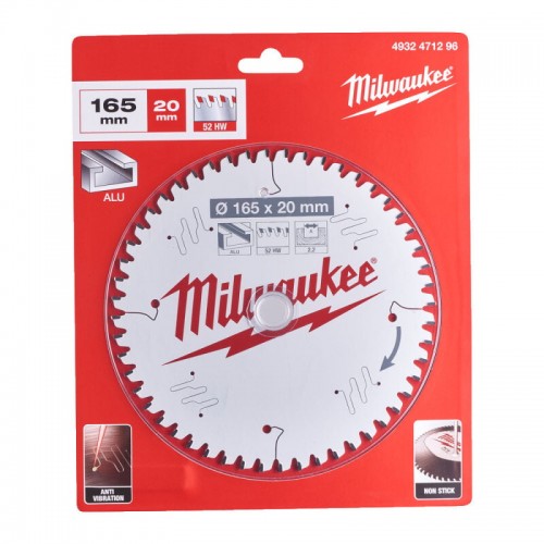 Диск пильний по алюмінію PFTE MILWAUKEE, Ø165х20х2, 2мм, 96 зуб.