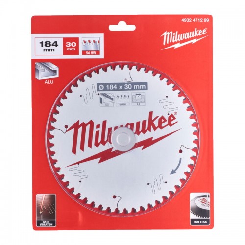 Диск пильний по алюмінію PFTE MILWAUKEE, Ø184х30х2, 4мм, 54 зуб.