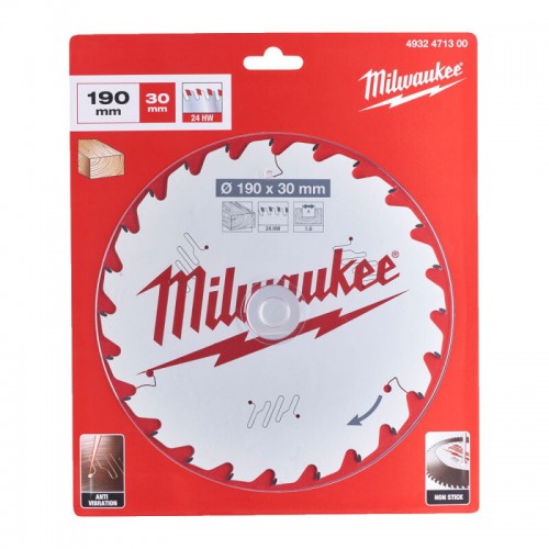 Диск пильний по дереву PFTE THIN KERF MILWAUKEE, Ø190х30х1,6мм, 24 зуб., (Заміна на 4932498976)