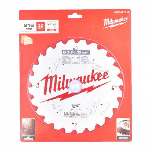 Диск пильний по дереву для торцевих пилок PFTE MILWAUKEE, Ø216х30х2, 4мм, 24 зуб.