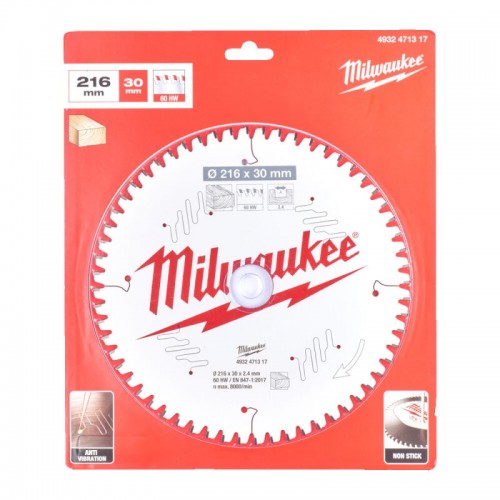 Диск пильний по дереву для торцевих пилок PFTE MILWAUKEE, Ø216х30х2, 4мм, 60 зуб.