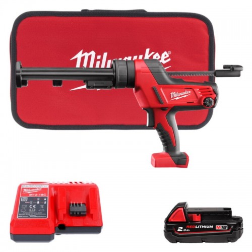 Пістолет для герметика акумуляторний MILWAUKEE C18 PCG/310C-201B (310мл) (ЗУ+1акк.Х2Ач+сумка)