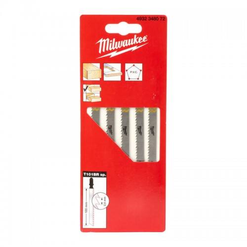 Полотна для лобзика T101BR MILWAUKEE, 105х2, 5мм, (5шт), (зворотний різ)