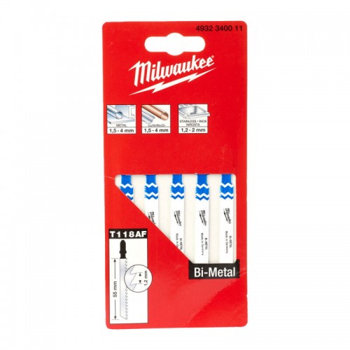 Полотна для лобзика T118AF Bi-Metal MILWAUKEE, 55х1, 2мм, (5шт)