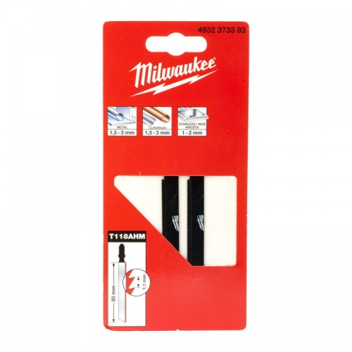 Полотна для лобзика T118AHM MILWAUKEE, 50х1, 1мм, (2шт)
