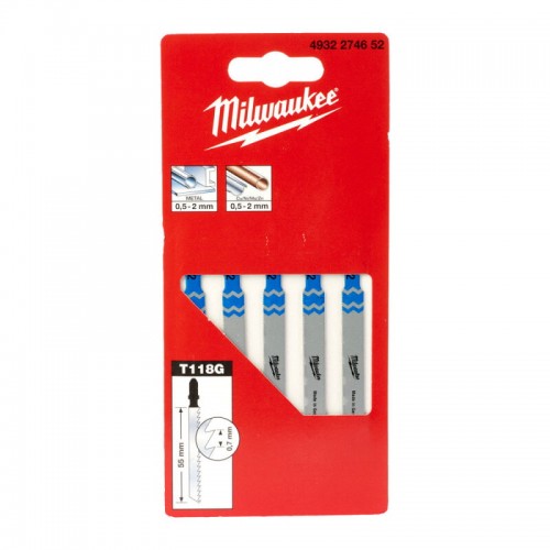 Полотна для лобзика T118G MILWAUKEE, 55х0,7 мм, (5шт)