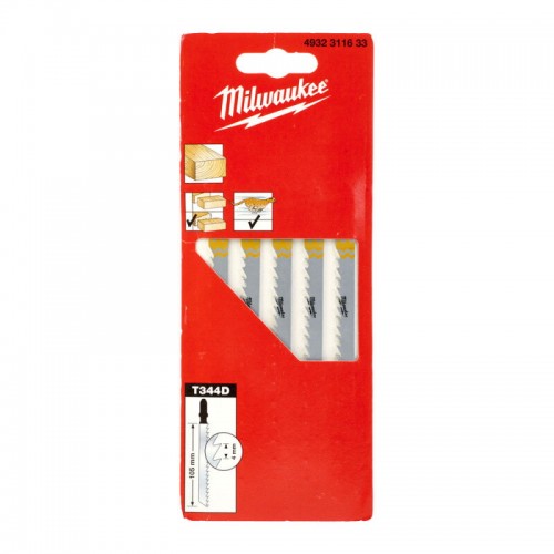 Полотна для лобзика T344D MILWAUKEE, 105х4, 0мм, (5шт)