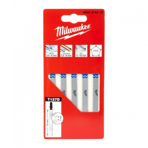 Полотна для лобзика T127D MILWAUKEE, 75х3, 0мм, (5шт)