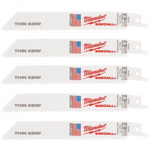 Полотно для сабельных пил THIN KERF MILWAUKEE, 150х3,1/2,1мм, (5шт), (универсальное)