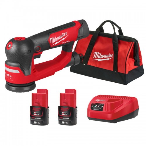 Шліфмашина ексцентрикова акумуляторна MILWAUKEE M12 FSDR75-202B, Ø75мм (ЗУ+2акк.Х2Ач+сумка)