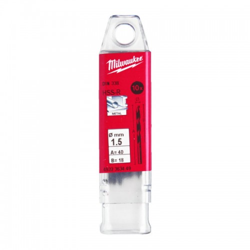 Свердло по металу HSS-R MILWAUKEE, DIN338, Ø1,5х40х18мм, (10шт)