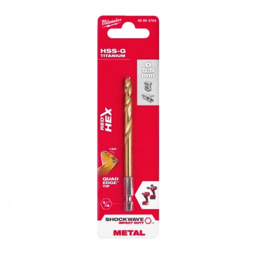 Свердло по металу RedHEX SHOCKWAVE™ HSS-TiN MILWAUKEE, Ø5,5х104х60мм