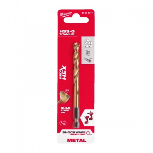 Свердло по металу RedHEX SHOCKWAVE™ HSS-TiN MILWAUKEE, Ø7,0х109х66мм