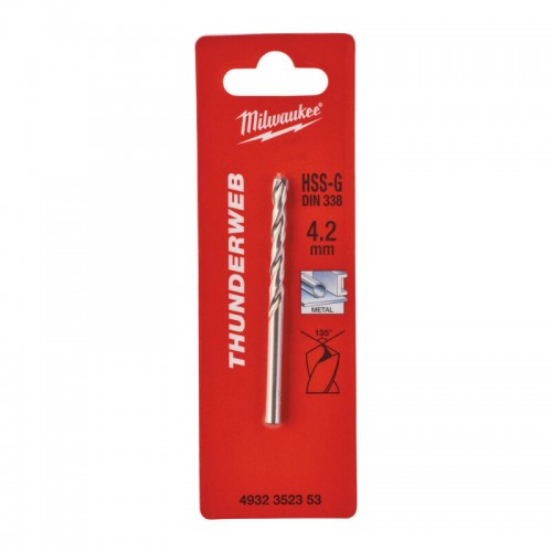Свердло по металу THUNDERWEB HSS-G MILWAUKEE, DIN338, Ø4,2x75х43мм
