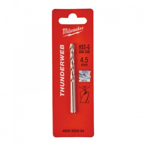 Свердло по металу THUNDERWEB HSS-G MILWAUKEE, DIN338, Ø4,5x80х47мм