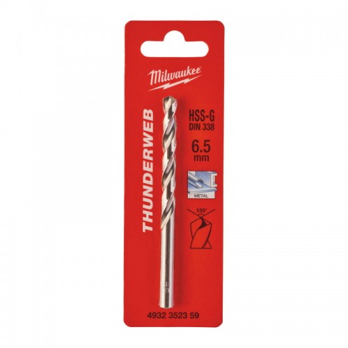 Свердло по металу THUNDERWEB HSS-G MILWAUKEE, DIN338, Ø6,5x101х63мм