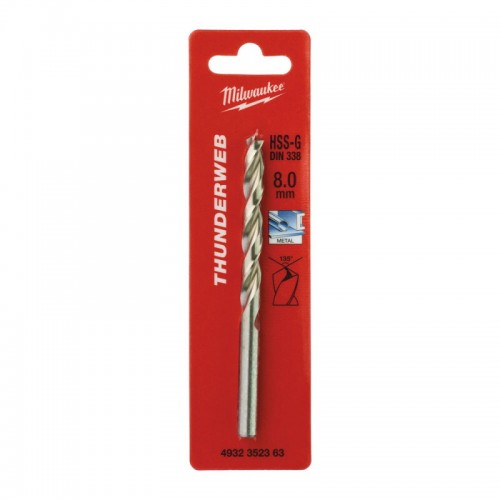Свердло по металу THUNDERWEB HSS-G MILWAUKEE, DIN338, Ø8,0x117х75мм