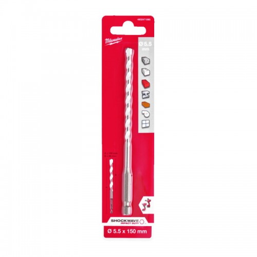 Свердло по мультиматеріалам ShW HEX MILWAUKEE, Ø5,5x150х90мм