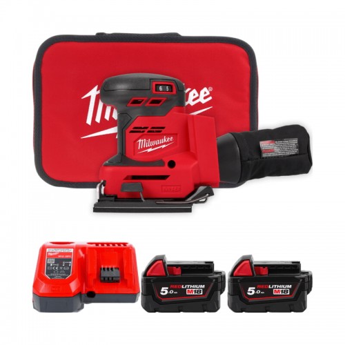 Шліфмашина вібраційна акумуляторна MILWAUKEE M18 BQSS-502B (ЗУ+2акк.Х5Ач+сумка)