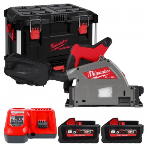 Пила дисковая погружная аккумуляторная бесщеточная MILWAUKEE M18 FPS55-552P Ø165мм (ЗУ+2Х5.5Ач+кейс)