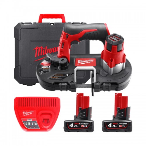 Пила стрічкова акумуляторна MILWAUKEE M12 BS-402C (ЗУ+2акк.Х4Аг+кейс)