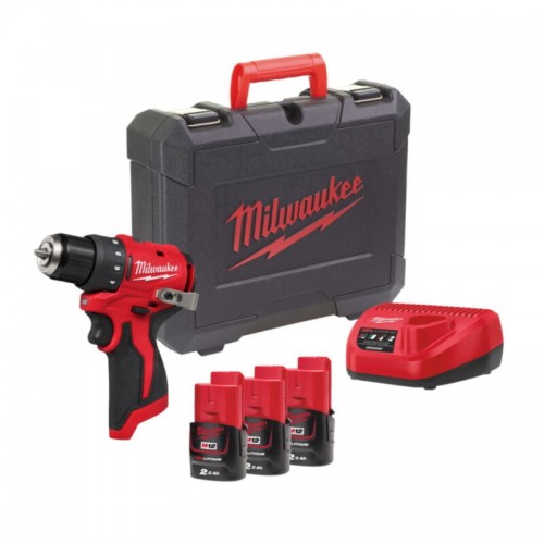 Дриль-шуруповерт акумуляторна безщіткова MILWAUKEE M12 BLDDRC-203С (40Нм) (ЗУ+3акк.Х2Ач+кейс)