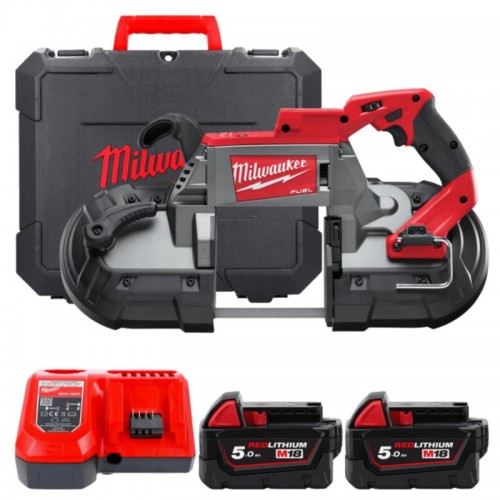 Пила стрічкова акумуляторна безщіткова MILWAUKEE M18 CBS125-502C (ЗУ+2акк.Х5Ач+кейс)