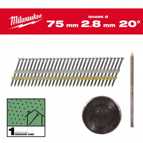 Набір цвяхів для нейлера 15G/20°/75мм (2000 шт) MILWAUKEE